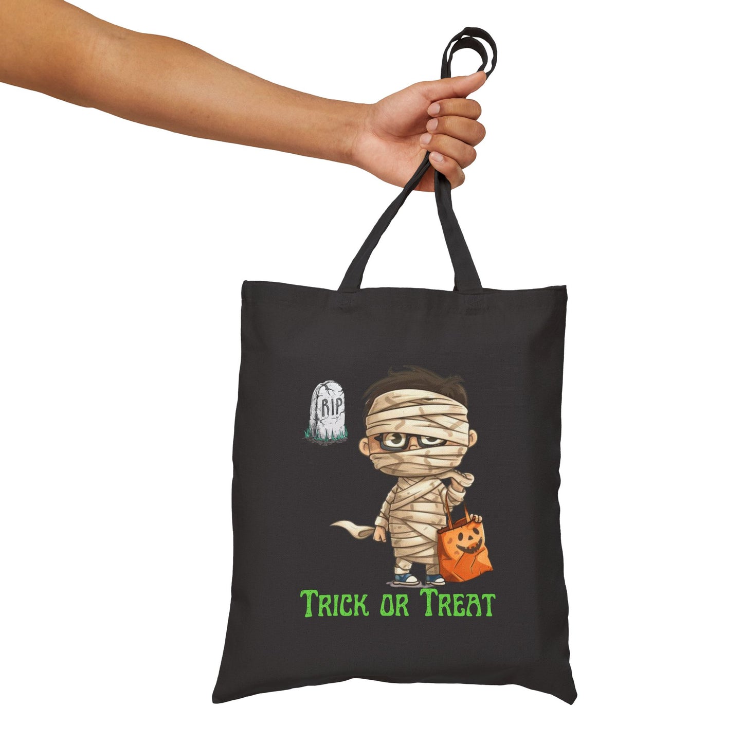 Cotton Canvas Tote Bag Mummy Trick or Treat