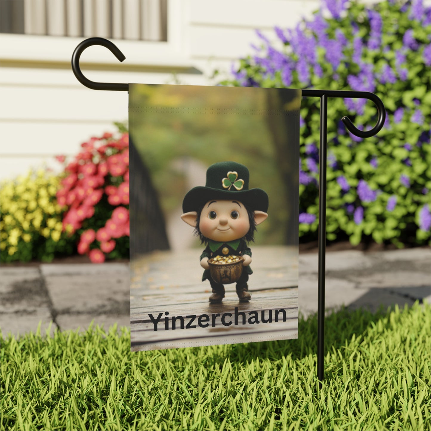 Whimsical Garden Banner - 'Yinzerchaun' St. Patrick's Day Decoration