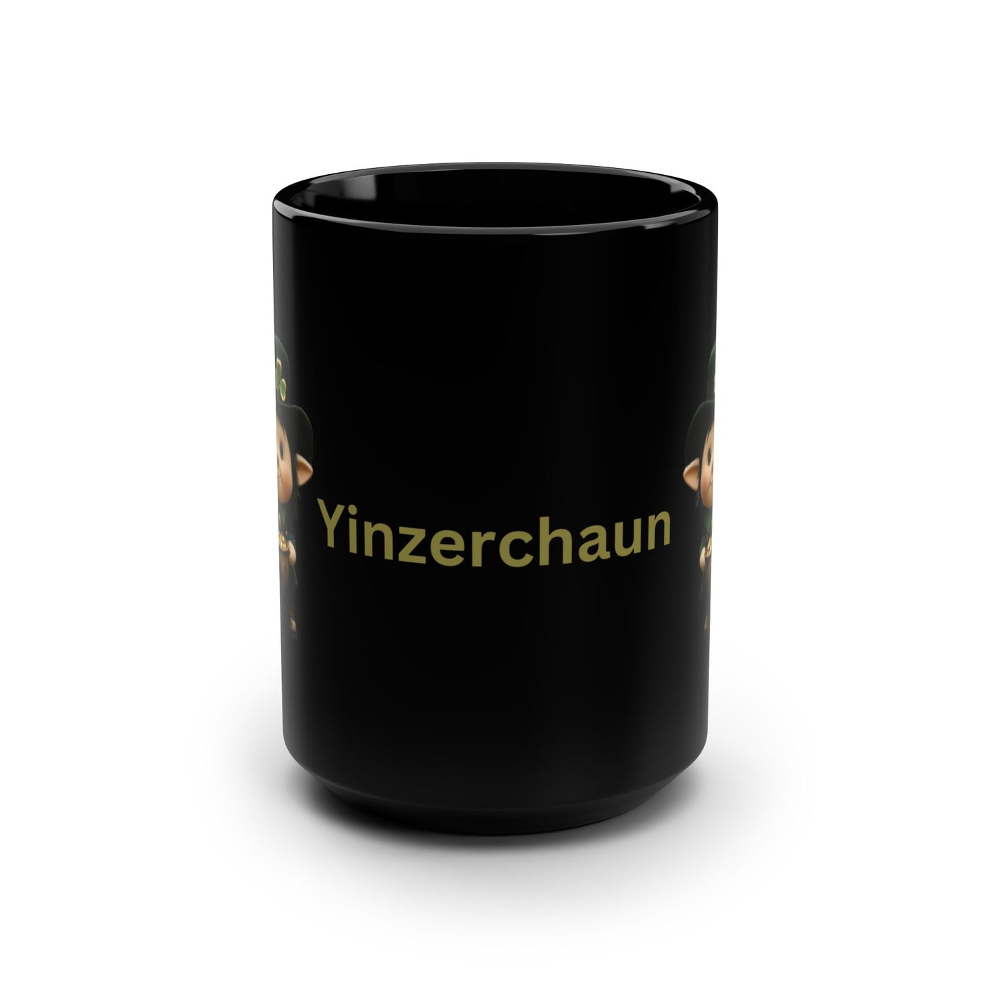 Yinzerchaun St. Patrick's Day Black Mug - 15oz Leprechaun Design