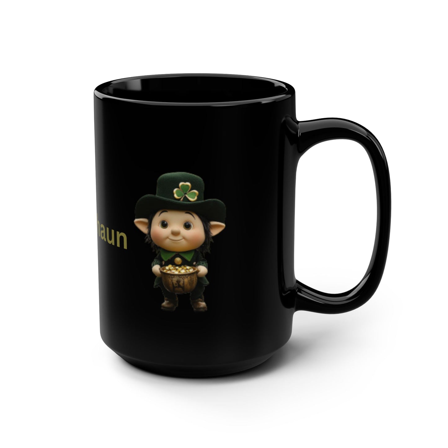 Yinzerchaun St. Patrick's Day Black Mug - 15oz Leprechaun Design