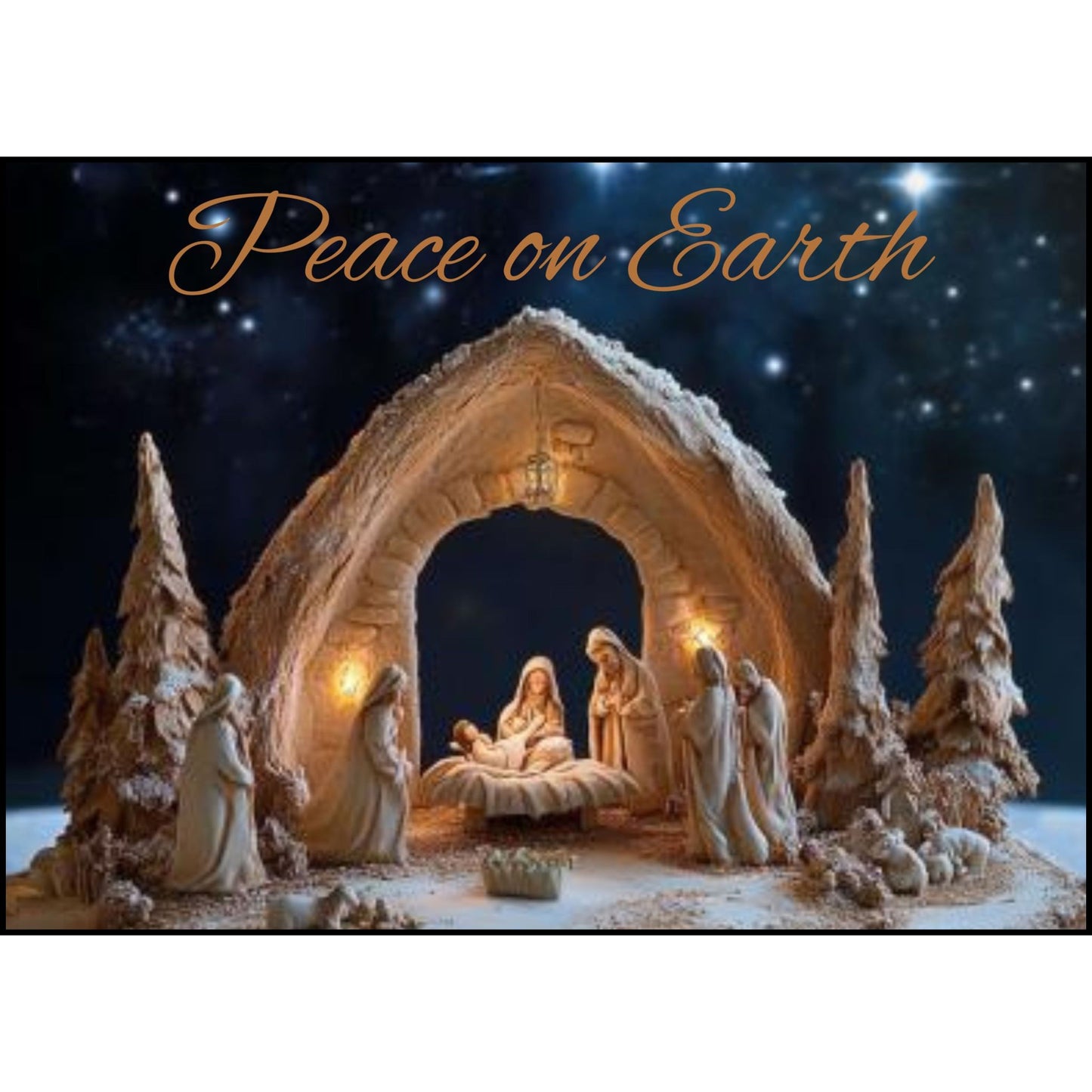 Woven Blanket - Peace on Earth Nativity Design