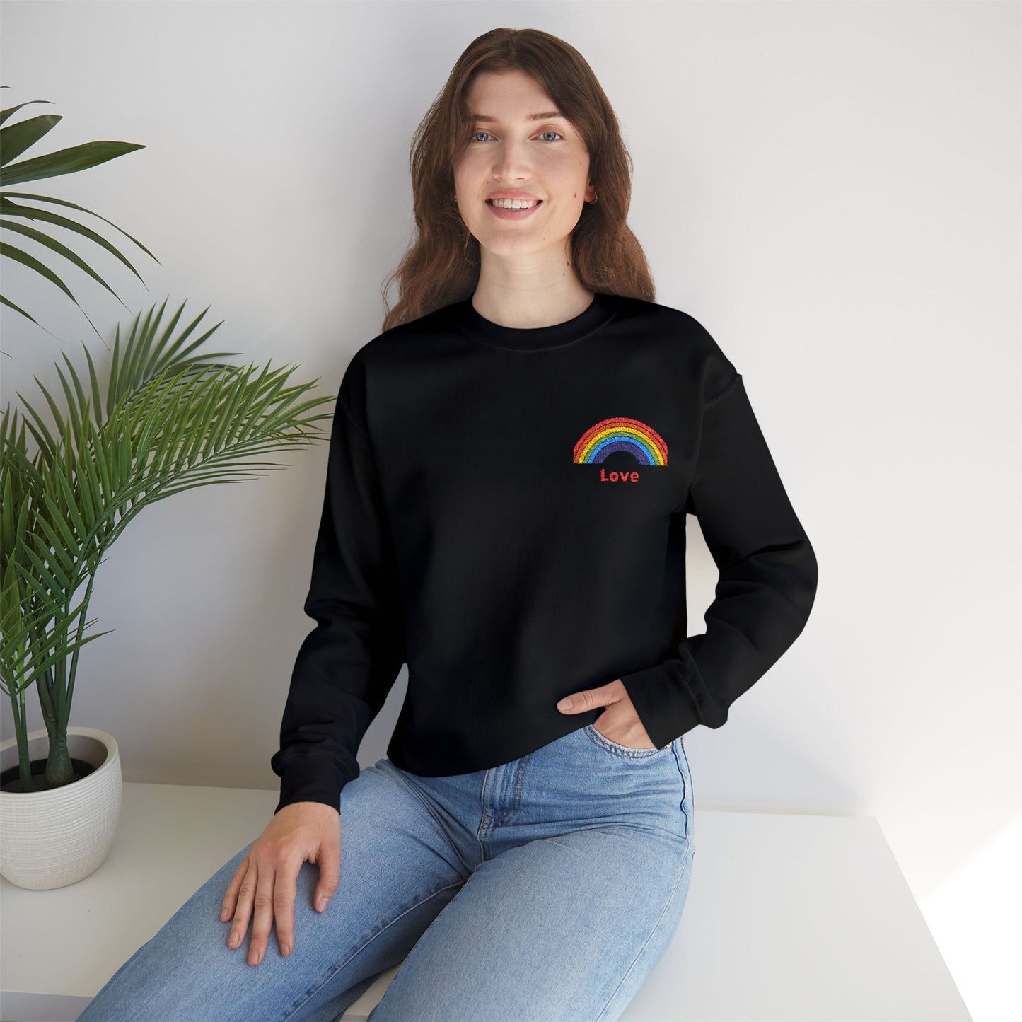 Rainbow Love Crewneck Sweatshirt - Unisex Heavy Blend