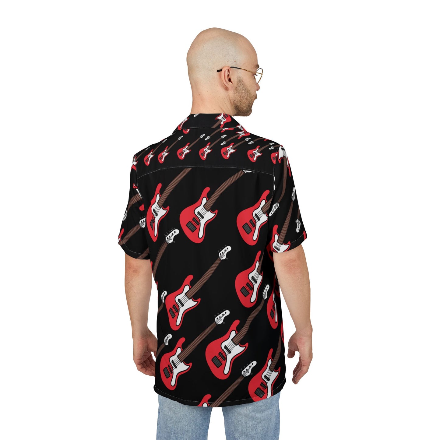 bass guitar  Unisex Hawaiian Button-Down Shirt (AOP)