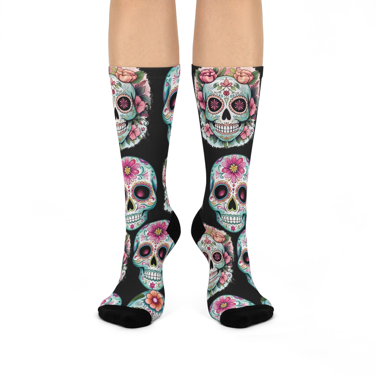 Cushioned Crew Socks Sugar Skull