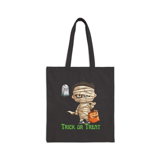 Cotton Canvas Tote Bag Mummy Trick or Treat