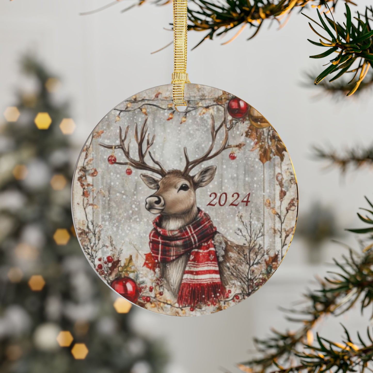 Acrylic Ornaments 2024 Reindeer