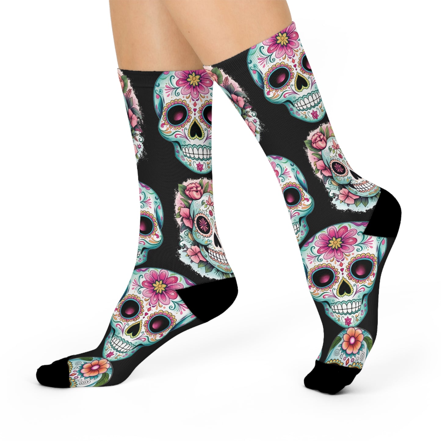 Cushioned Crew Socks Sugar Skull