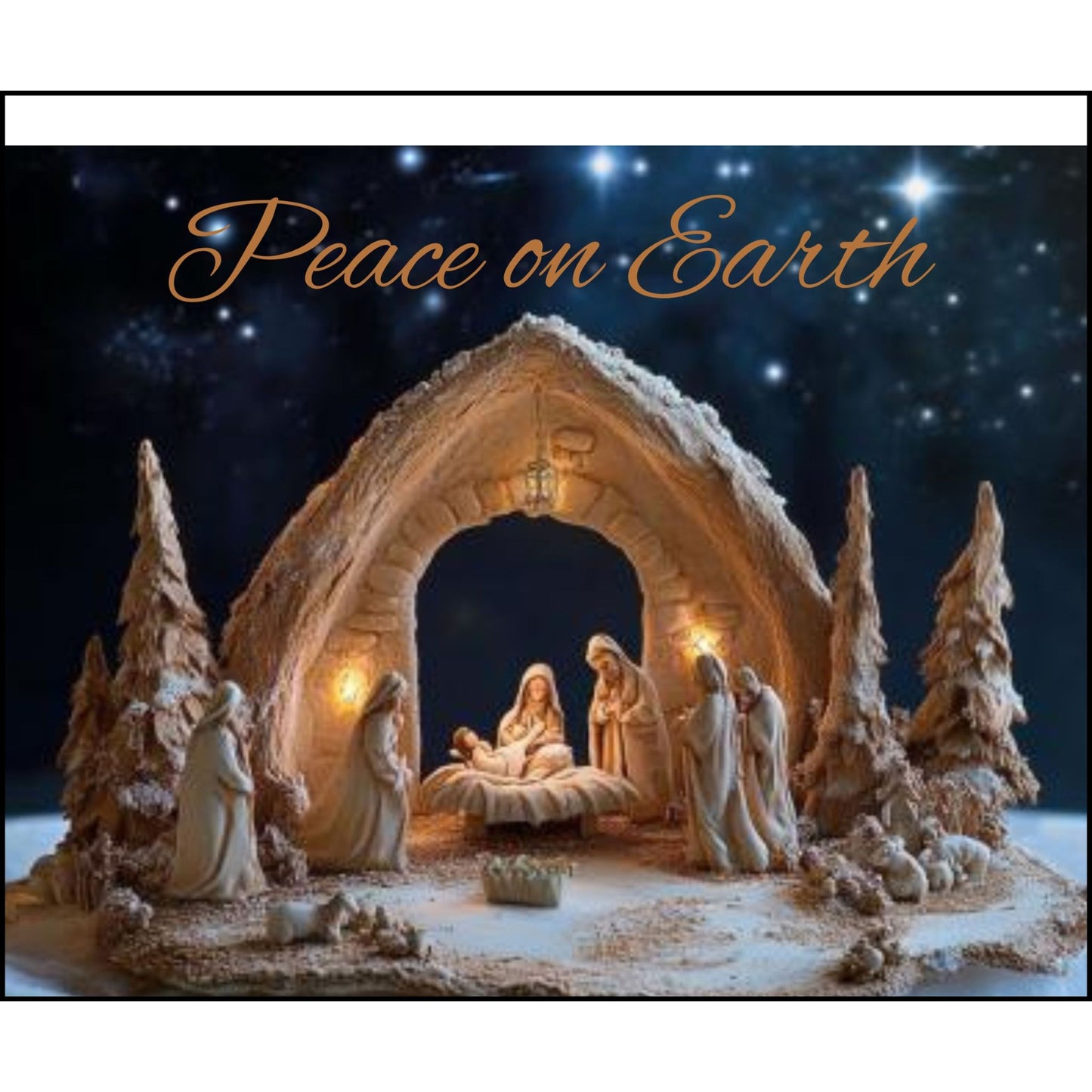 Woven Blanket - Peace on Earth Nativity Design