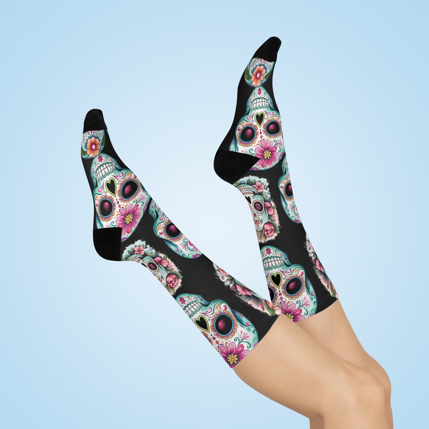 Cushioned Crew Socks Sugar Skull