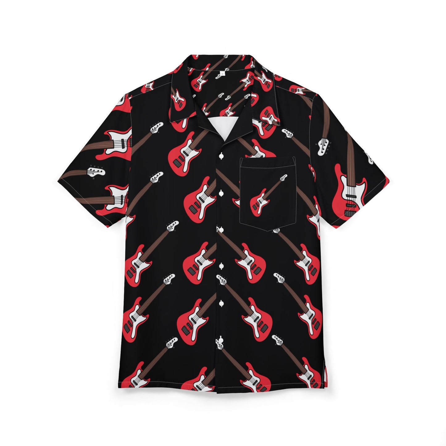 bass guitar  Unisex Hawaiian Button-Down Shirt (AOP)