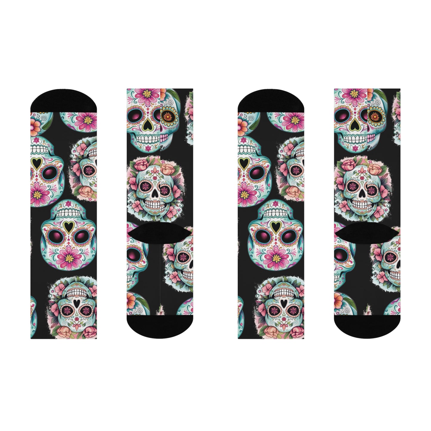 Cushioned Crew Socks Sugar Skull