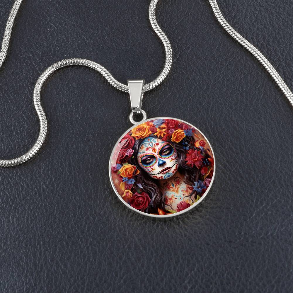 Circle pendant  Sugar Skull