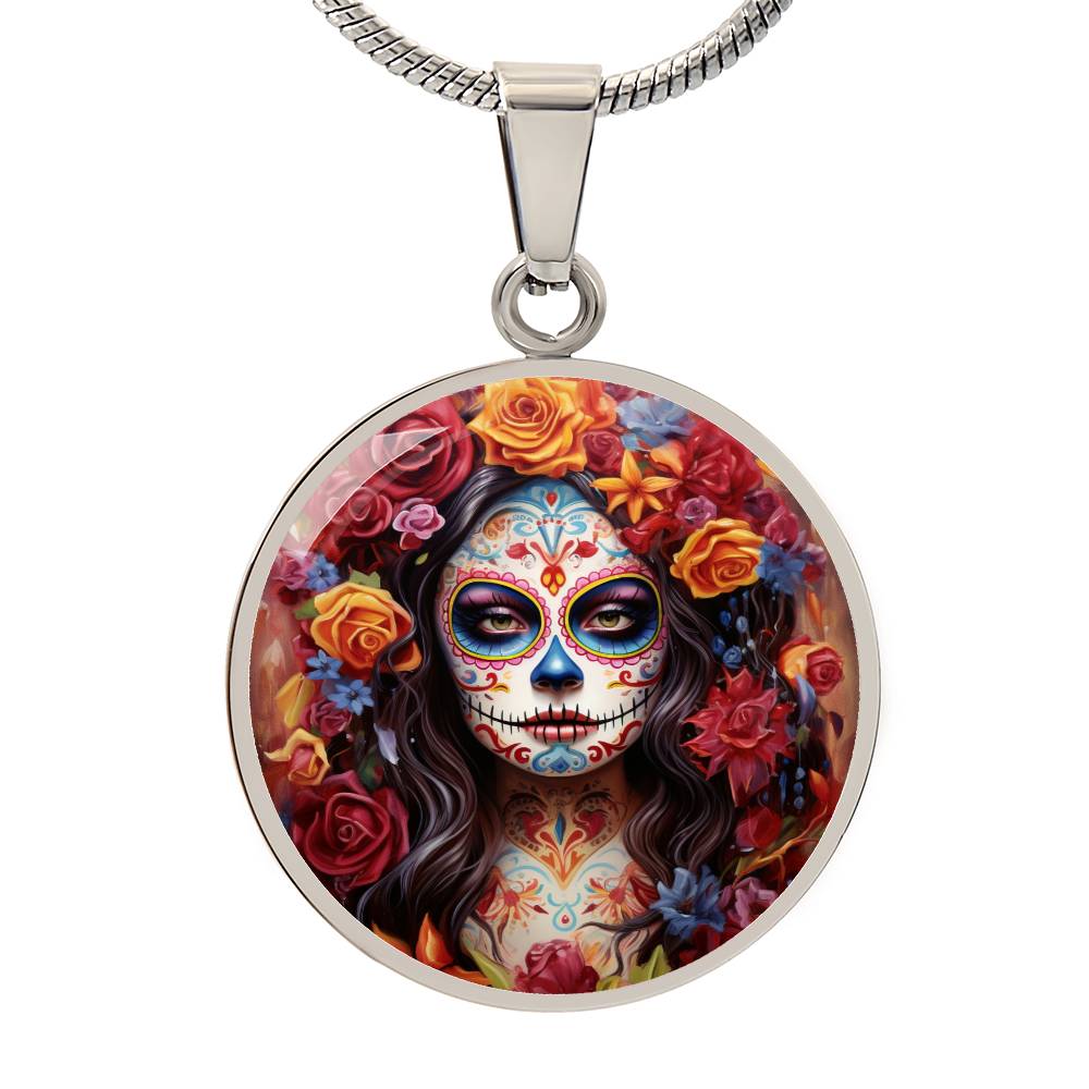 Circle pendant  Sugar Skull