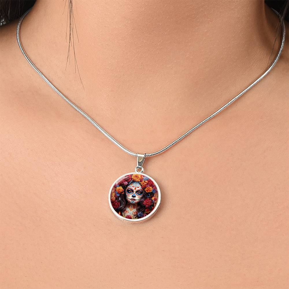 Circle pendant  Sugar Skull