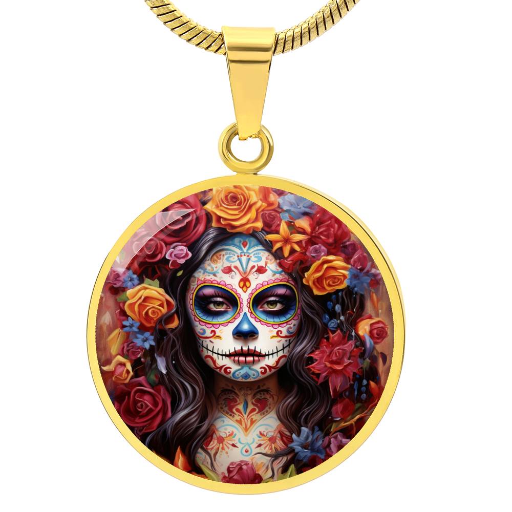 Circle pendant  Sugar Skull