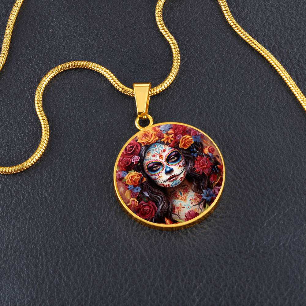 Circle pendant  Sugar Skull