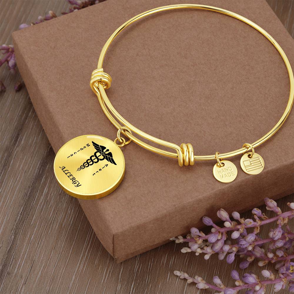 Luxury Circle Bangle  Medical Alert Allergy  Personalize