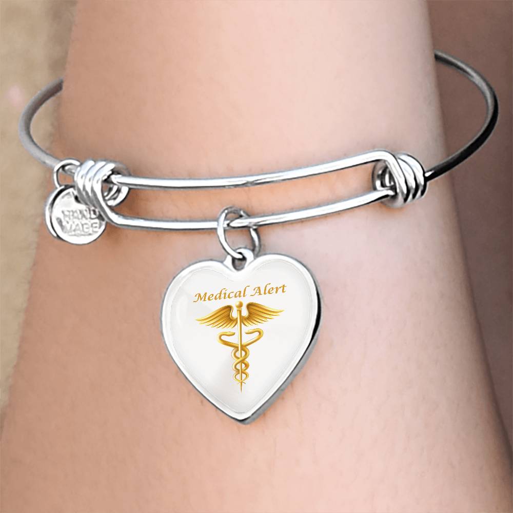 Luxury Heart Bangle  Medical Alert  Personalize