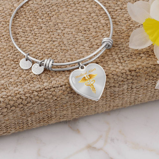 Luxury Heart Bangle  Medical Alert  Personalize