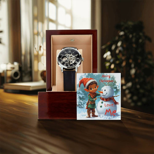 Openwork Watch  Brown Elf and Snowman