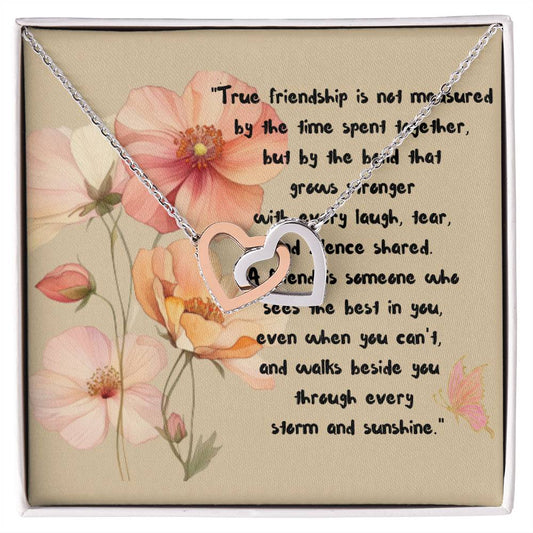 Interlocking Hearts Necklace   True Friendship is not measured Limited Edition