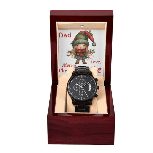 Black Chronograph Watch Girl Elf