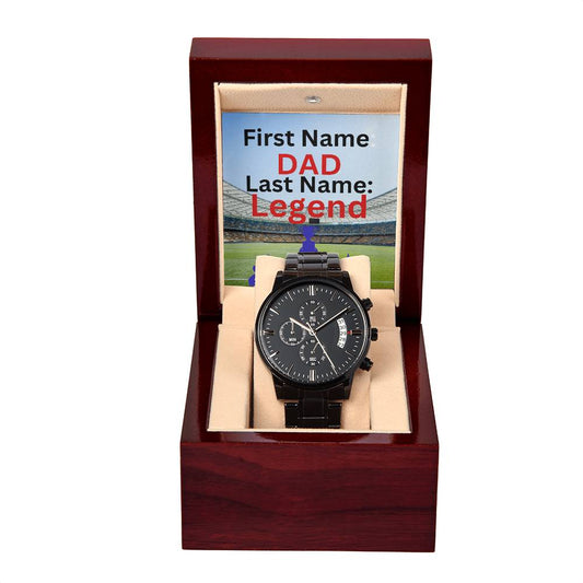 First Name Dad  Black Chronograph Watch