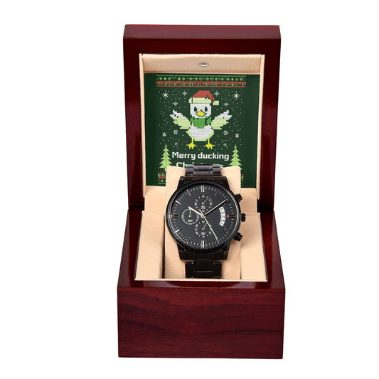 Merry Ducking Christmas  Black Chronograph Watch