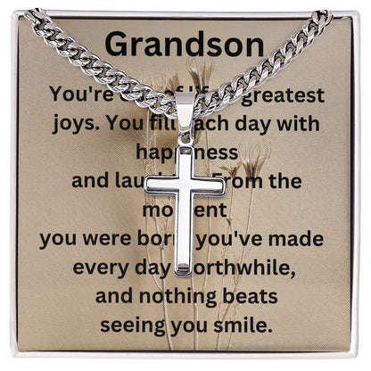 Artisan Cross Necklace on Cuban Chain w/ MC  Grandsom