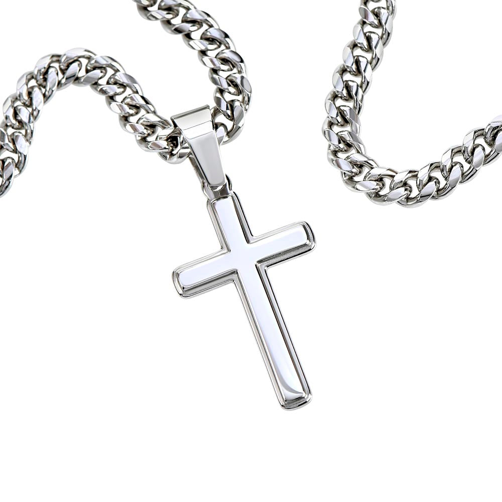 Artisan Cross Necklace on Cuban Chain w/ MC  Grandsom