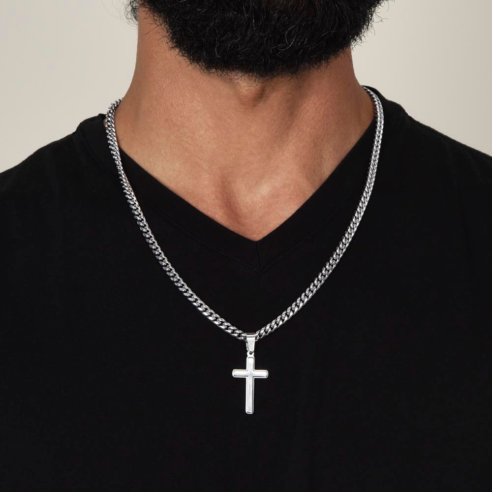 Artisan Cross Necklace on Cuban Chain w/ MC  Grandsom