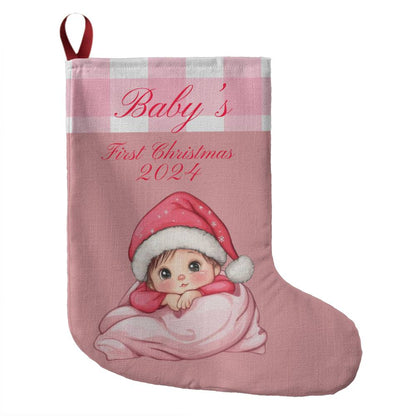 Baby's  First Christmas- Girl Giant Stocking Personalize