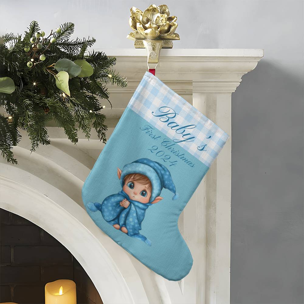 Boy Baby First Christmas Stocking Personalized