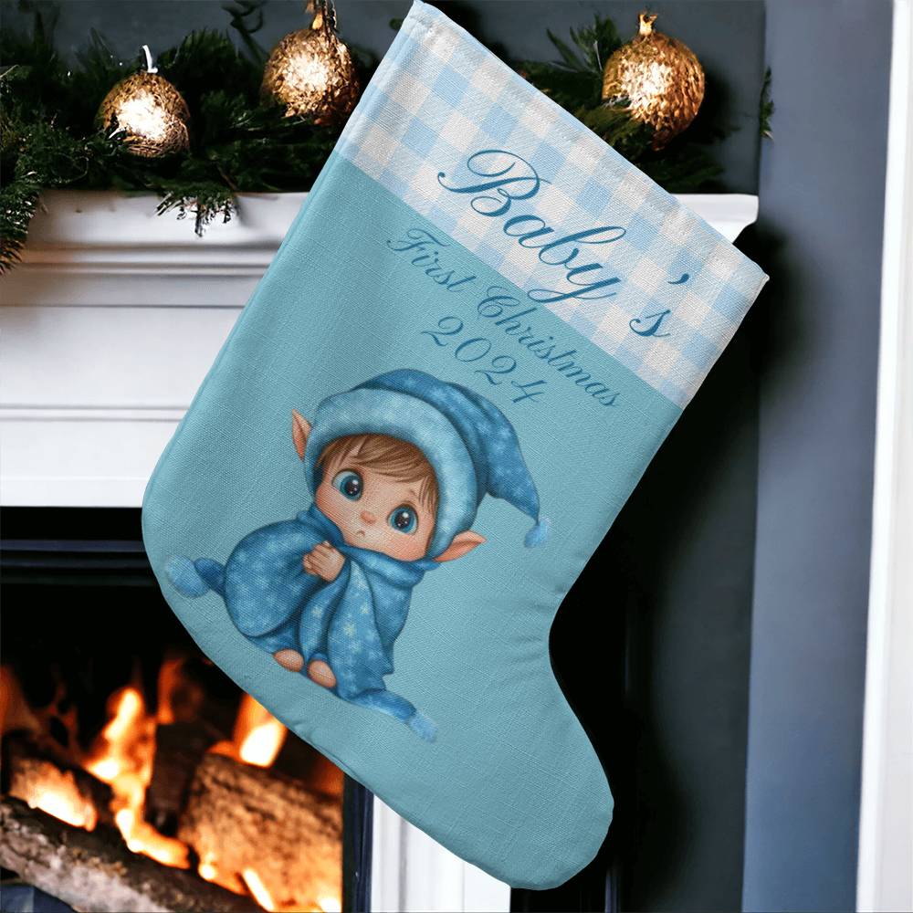 Boy Baby First Christmas Stocking Personalized