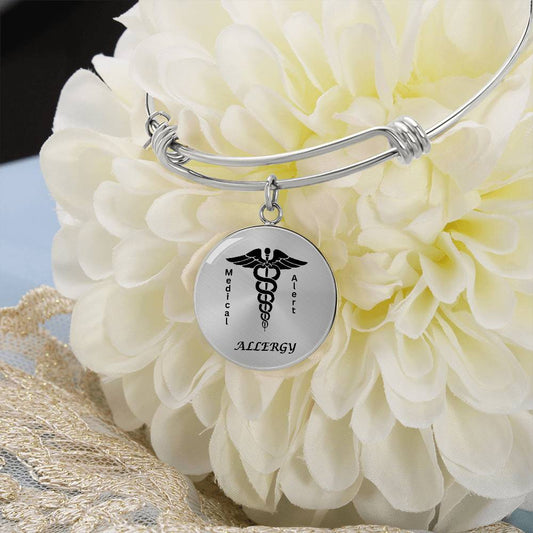 Luxury Circle Bangle  Medical Alert Allergy  Personalize