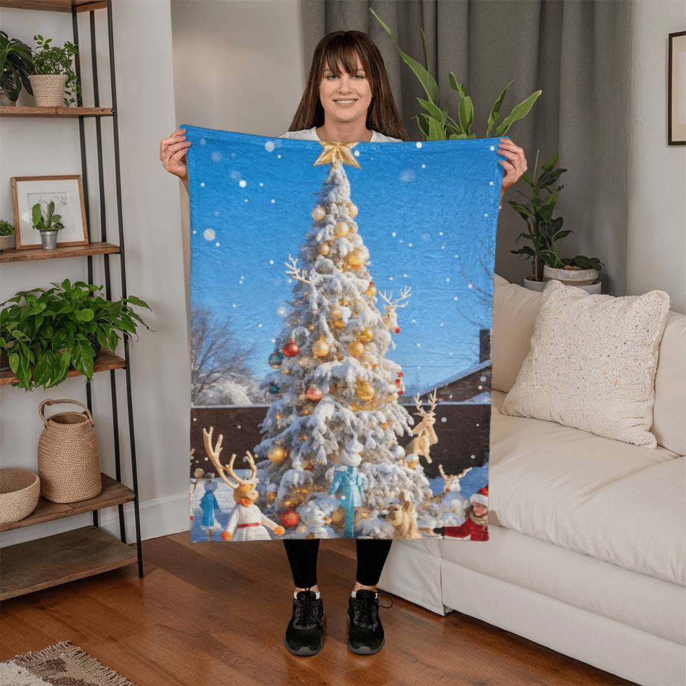 Mink Touch Fleece Blanket (3:4) Glittery tree