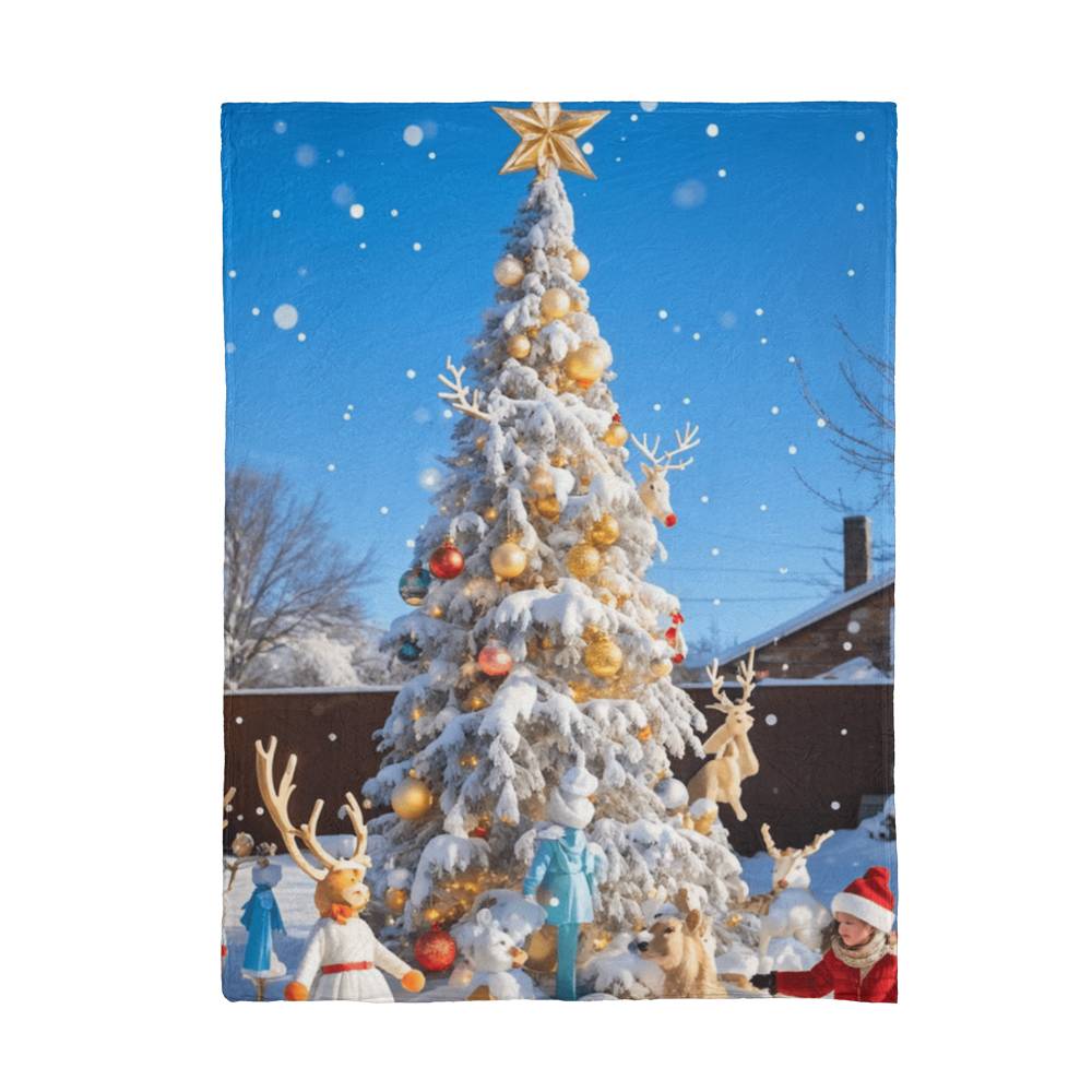 Mink Touch Fleece Blanket (3:4) Glittery tree