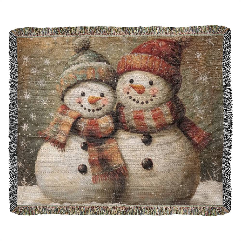 Heirloom Artwork Woven Blanket (Landscape) Snowmen Couple