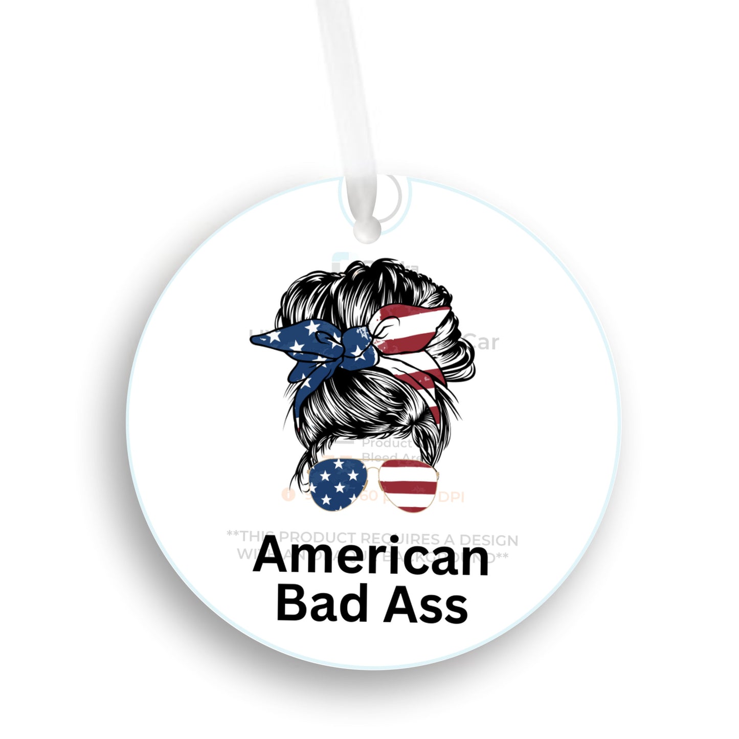 UV Printed Plastic Car Ornament (Small)  Amerucan Badass