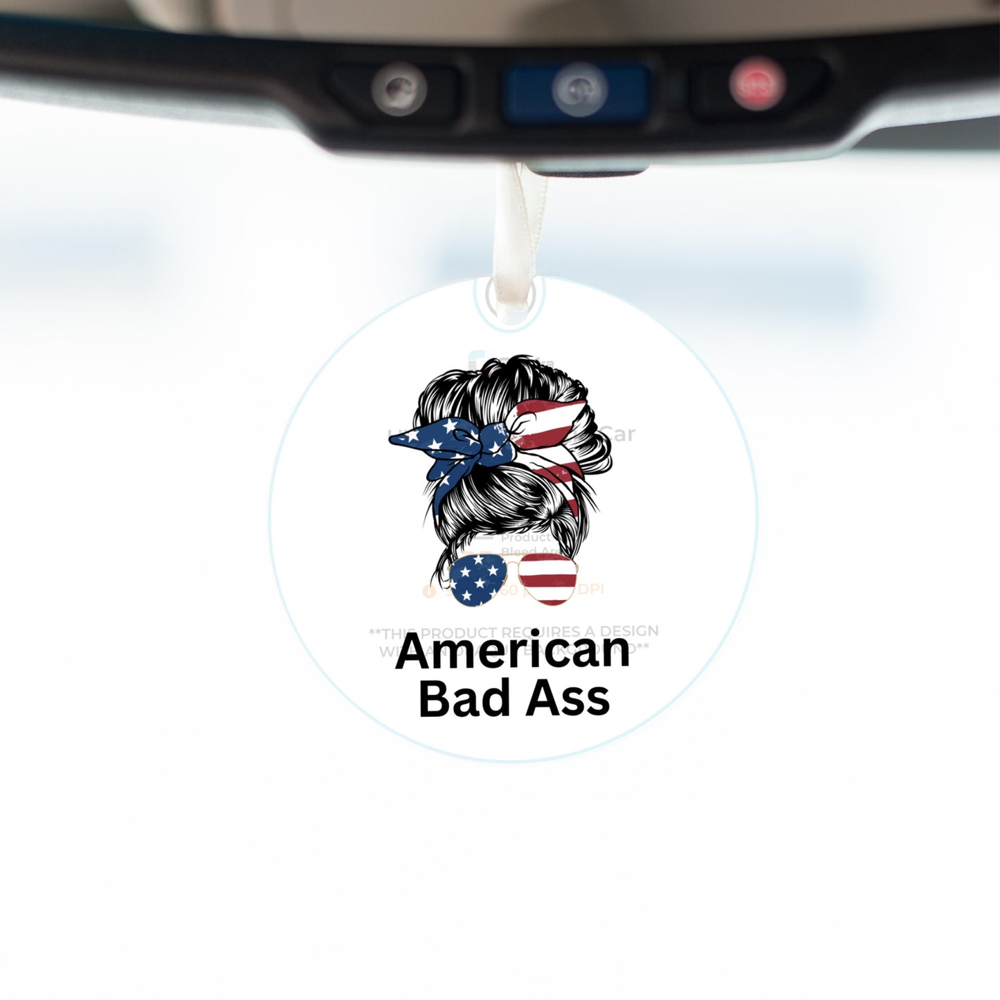 UV Printed Plastic Car Ornament (Small)  Amerucan Badass