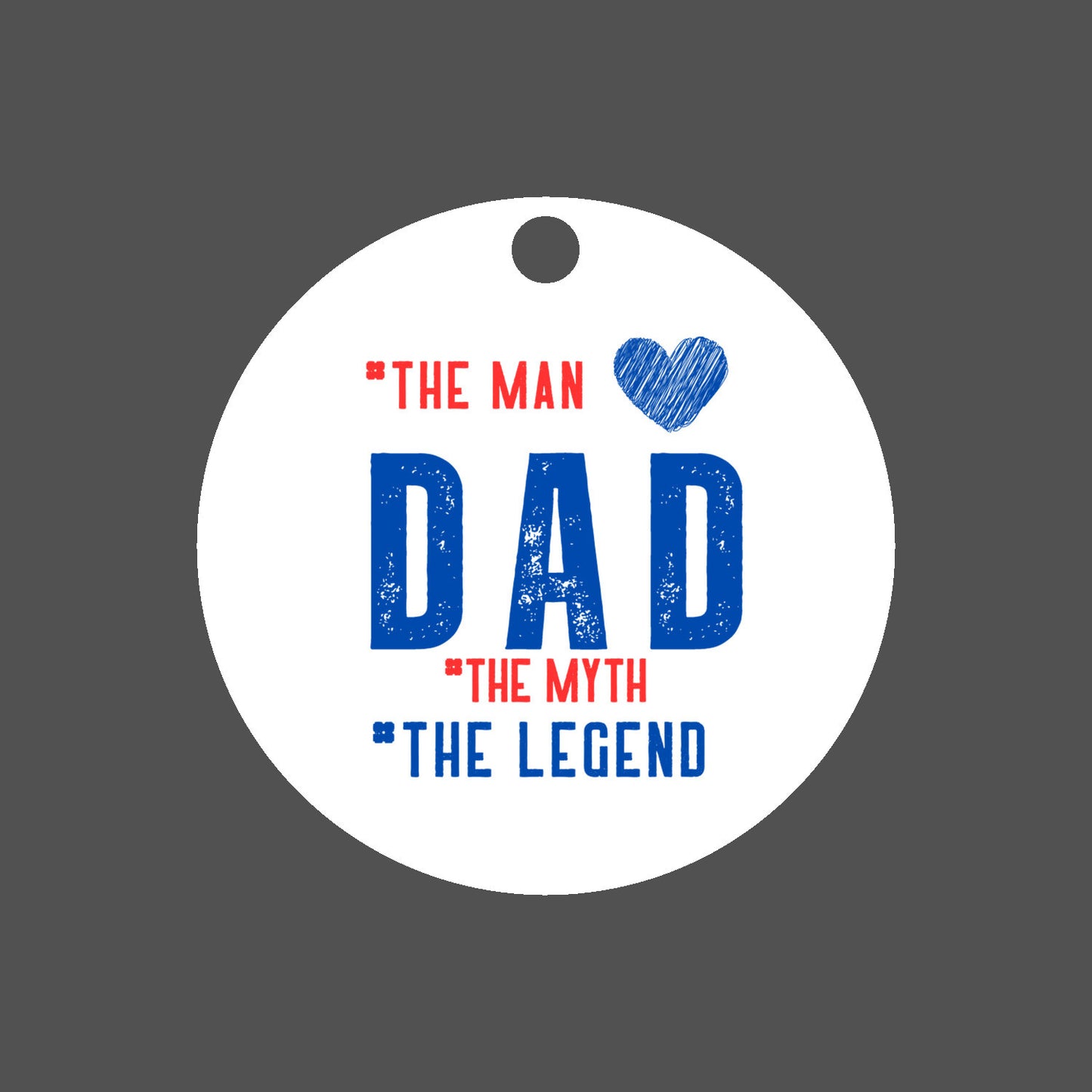 UV Printed Plastic Car Ornament (Small)   Dad the Myth