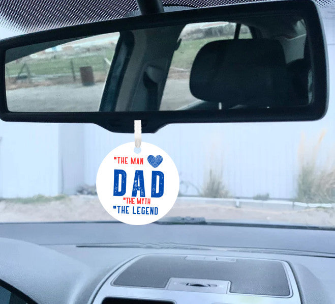 UV Printed Plastic Car Ornament (Small)   Dad the Myth