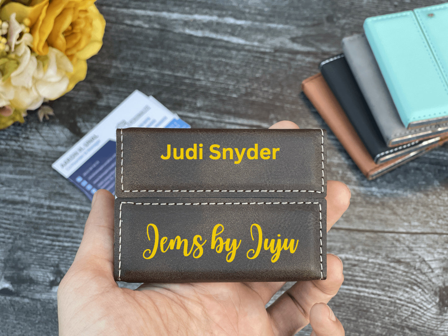 Leather Business Card Holder Personalized