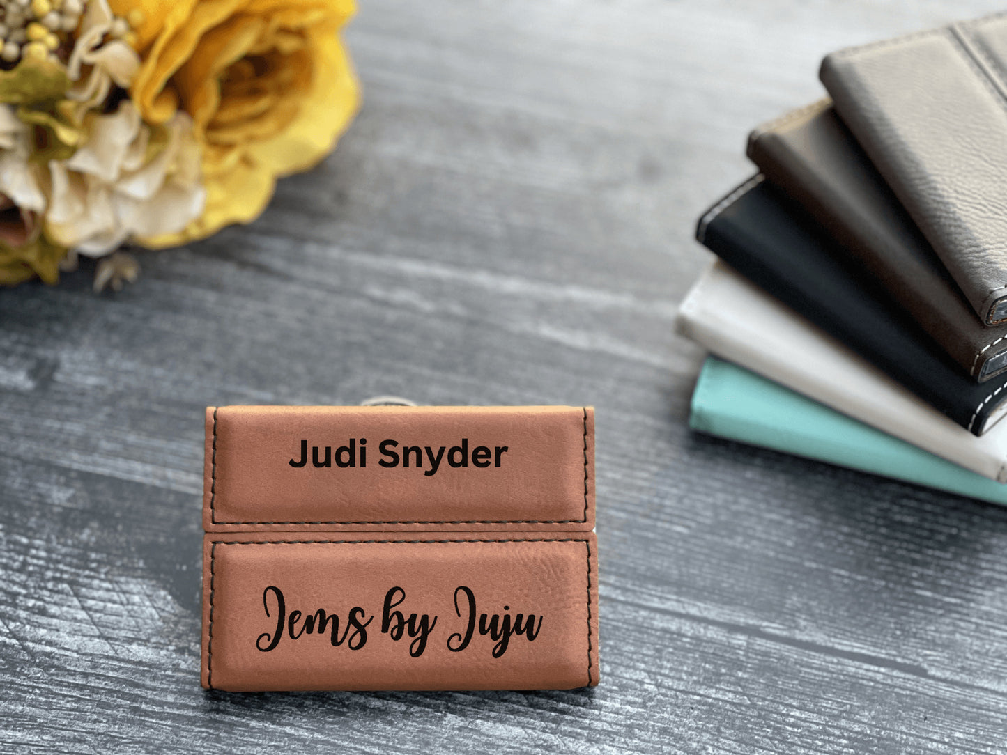 Leather Business Card Holder Personalized