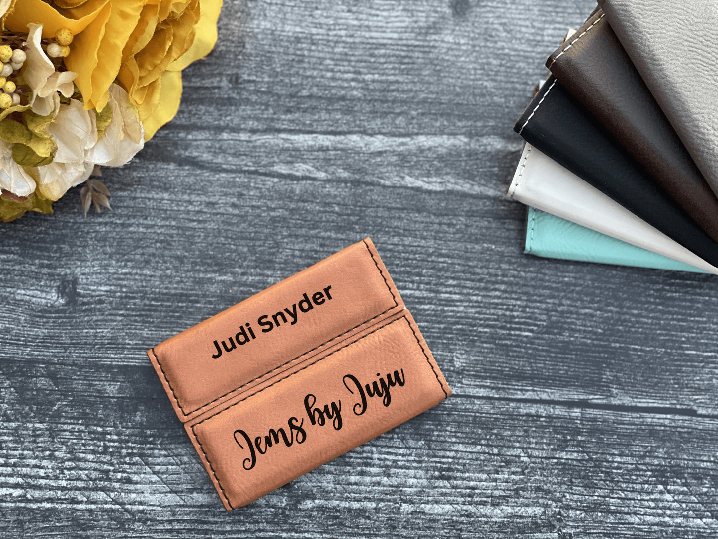 Leather Business Card Holder Personalized