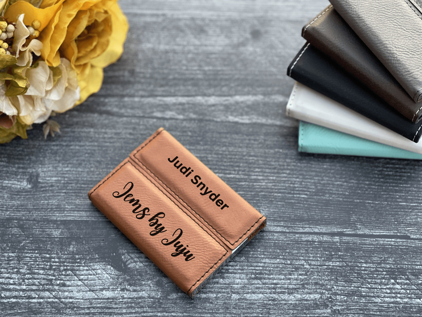 Leather Business Card Holder Personalized