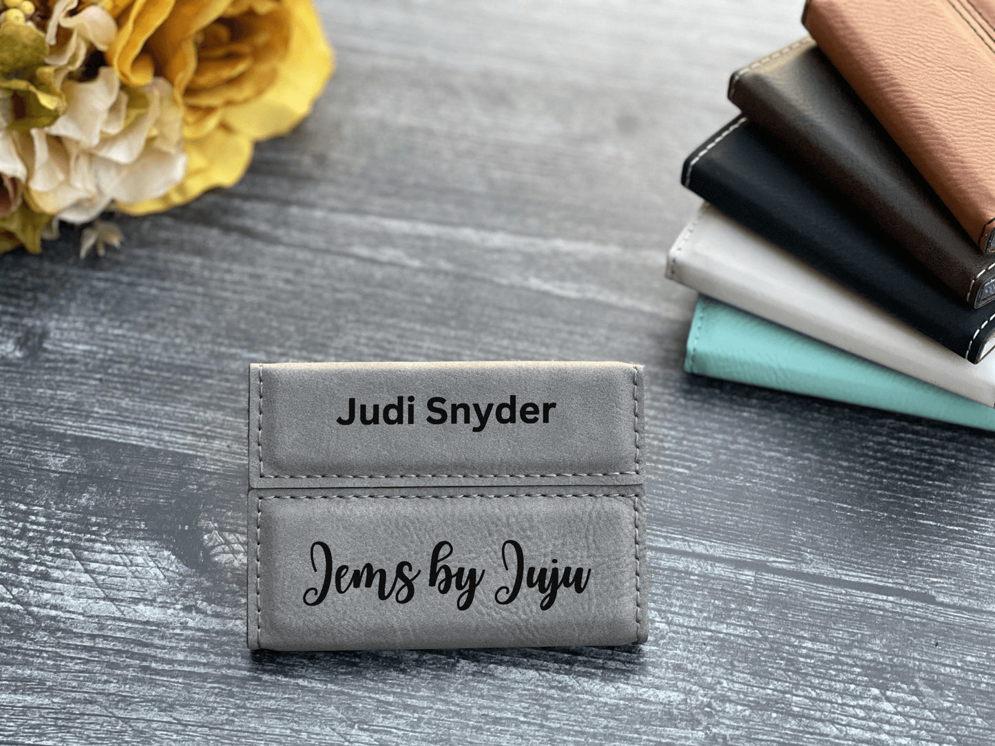 Leather Business Card Holder Personalized