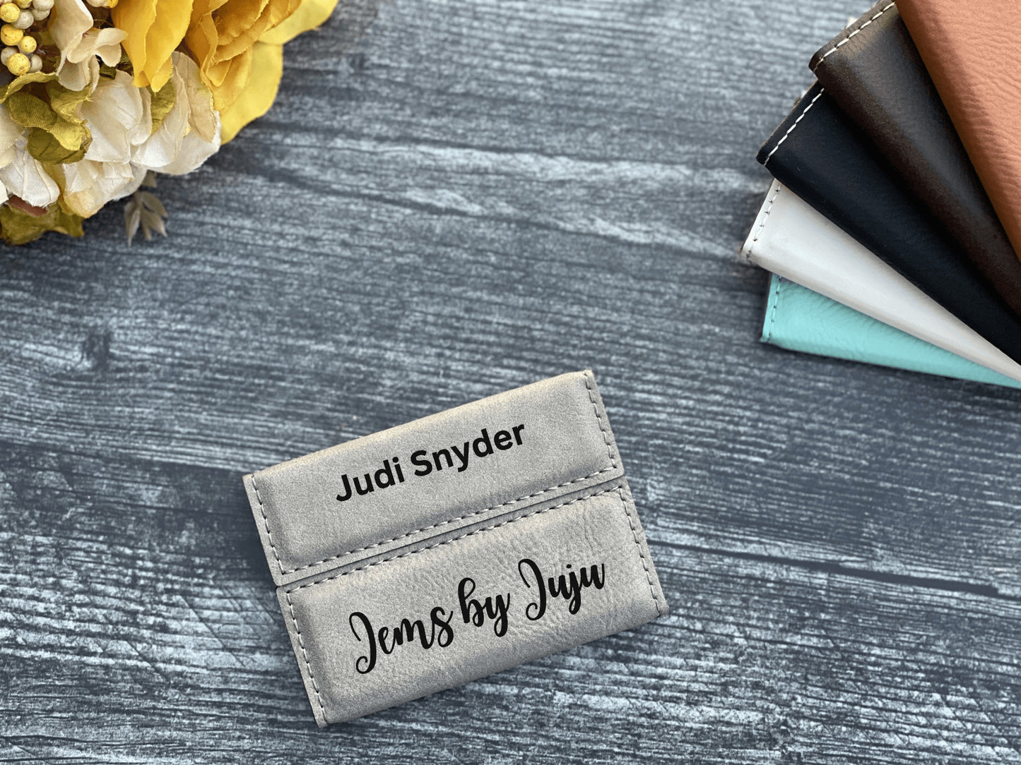 Leather Business Card Holder Personalized