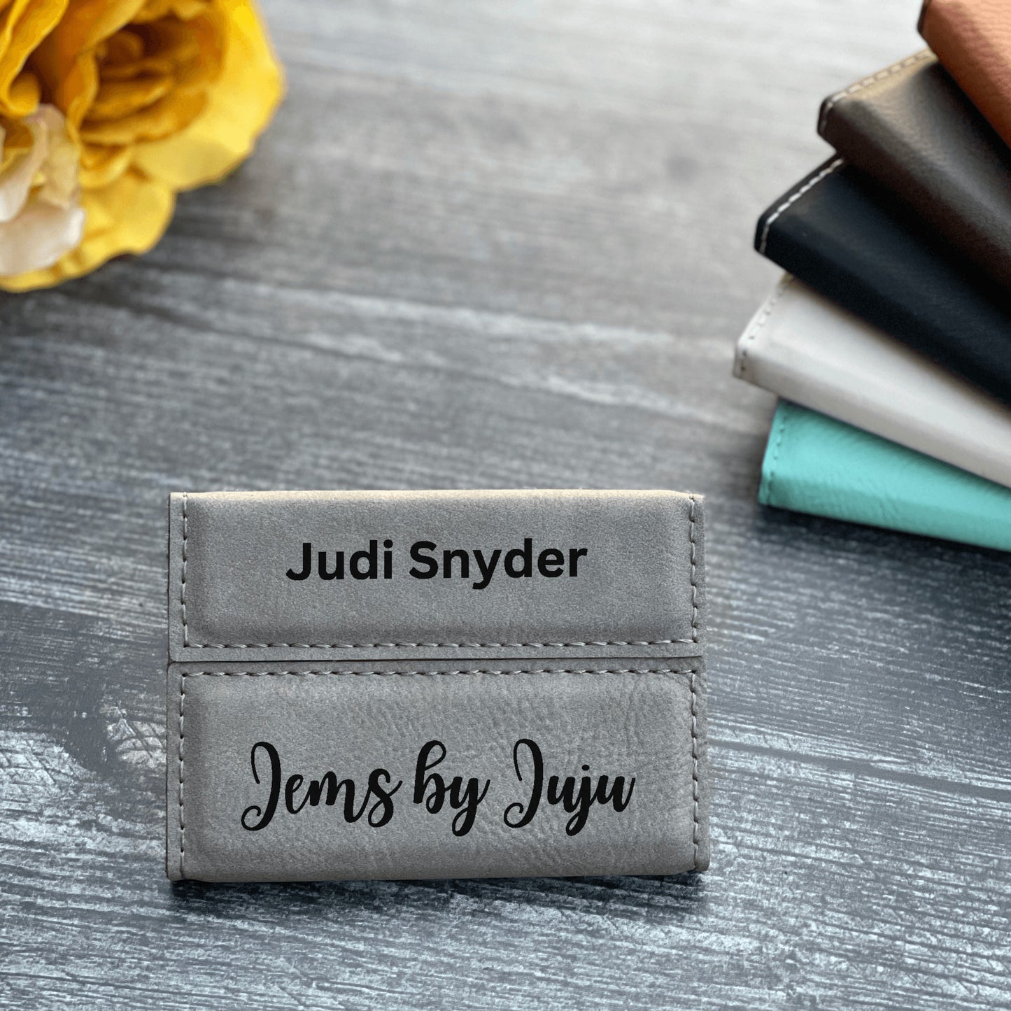 Leather Business Card Holder Personalized