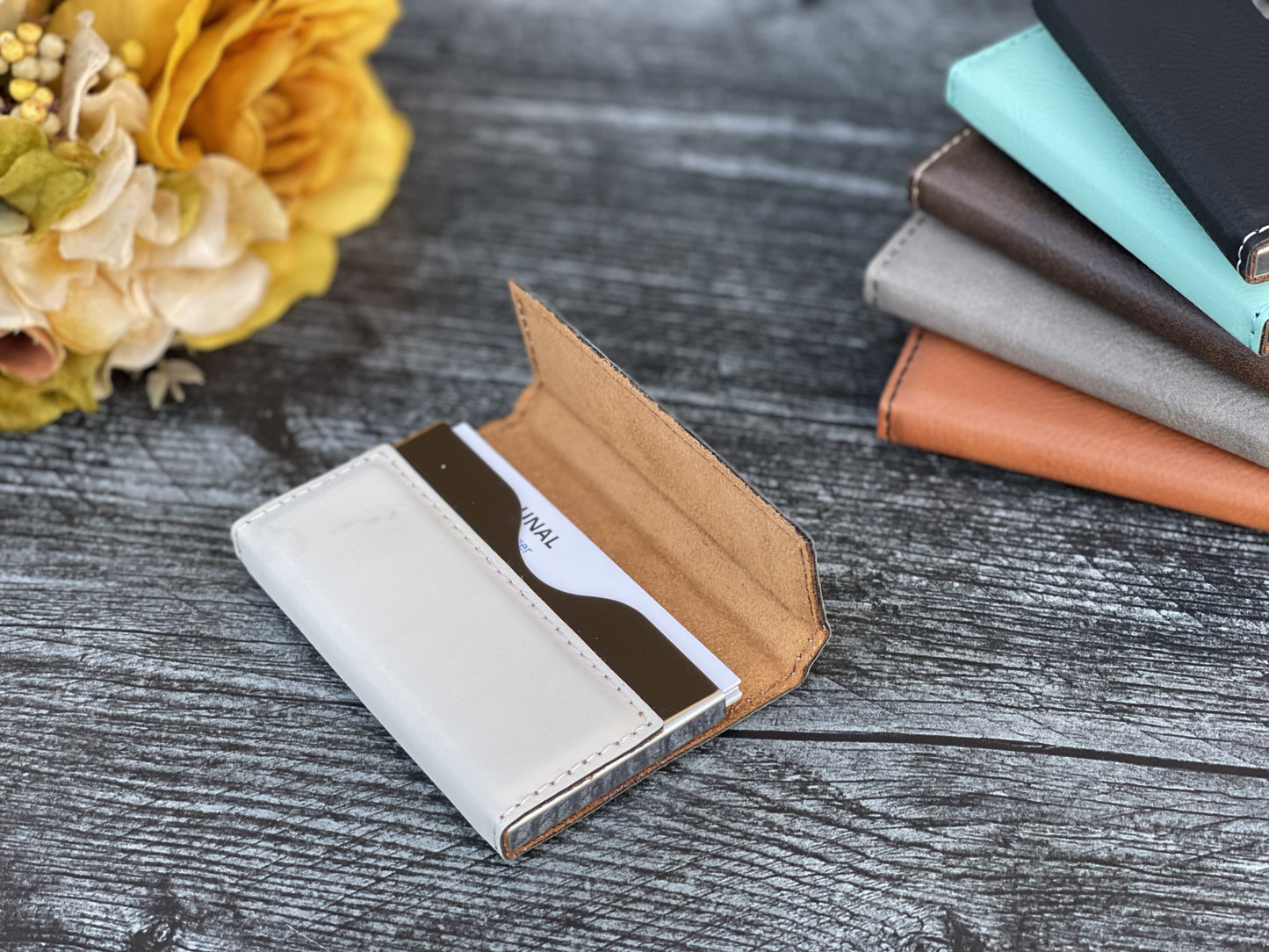 Leather Business Card Holder Personalized